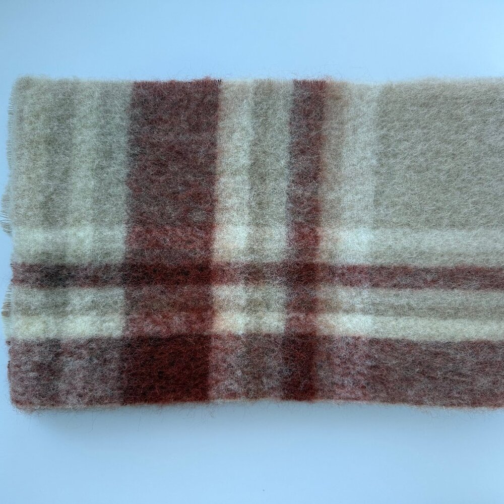 100% Original. Acne Studios Striped Mohair Blend Scarf in Cream and Rust - Picture 5 of 8